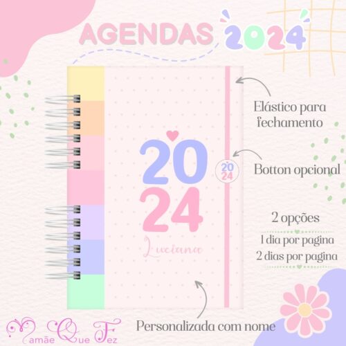 Agenda feminina 2024 Borboletas Frases